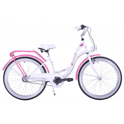 Detský bicykel 24'' Kozbike 24K19 Junior 3-prevodový Bielo-ružový